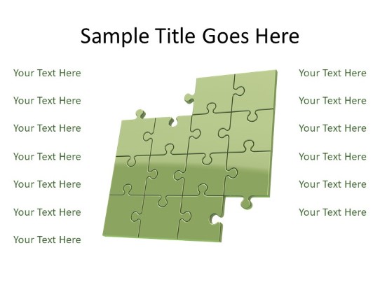 Puzzle 13 C Green PowerPoint PPT Slide design